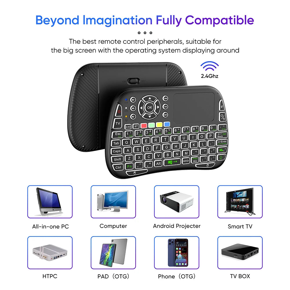 Keyboard With USB Receiver Touchpad Type C Rechargeable