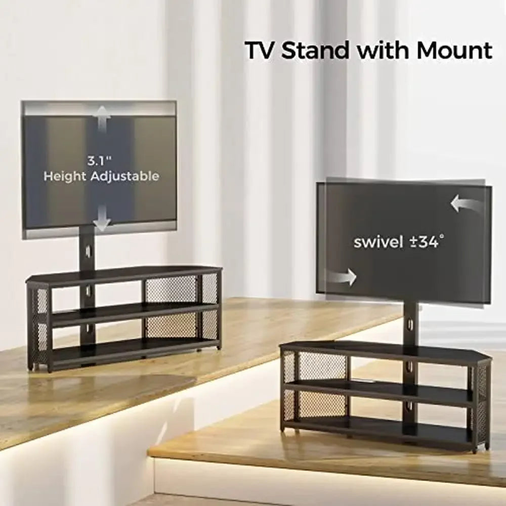 TV Stand Mount with LED Lights Swivel Height