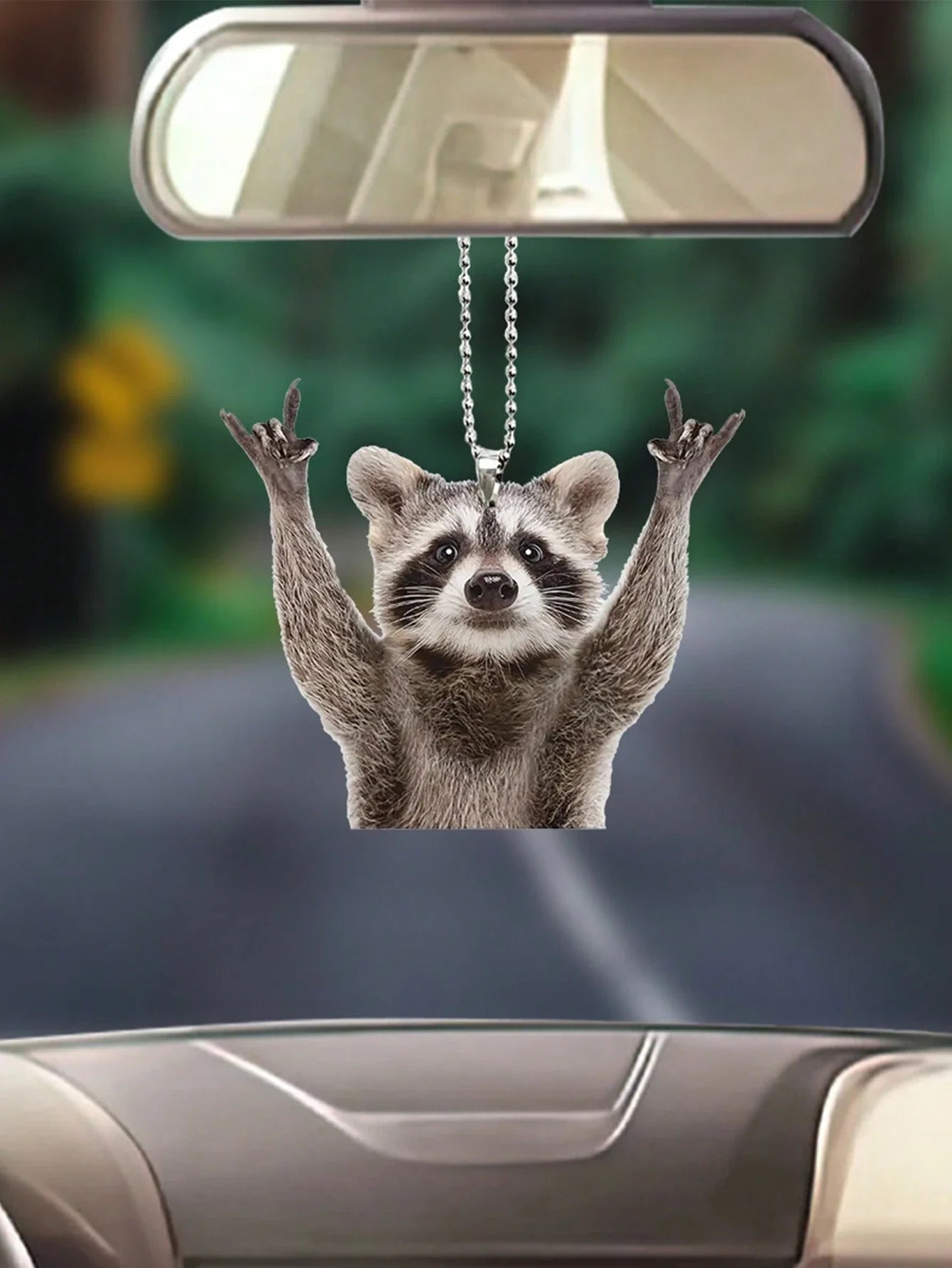 Acrylic Raccoon Rock Car Interior Pendant,