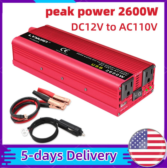 DC12V to AC110V Inverter Power 1500W/2000W/2600W Portable Car Inverter