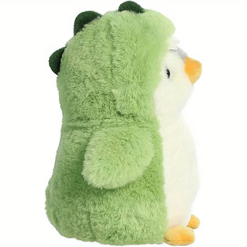 Cute Transforming Penguin Plush Toy in Dinosaur Costume