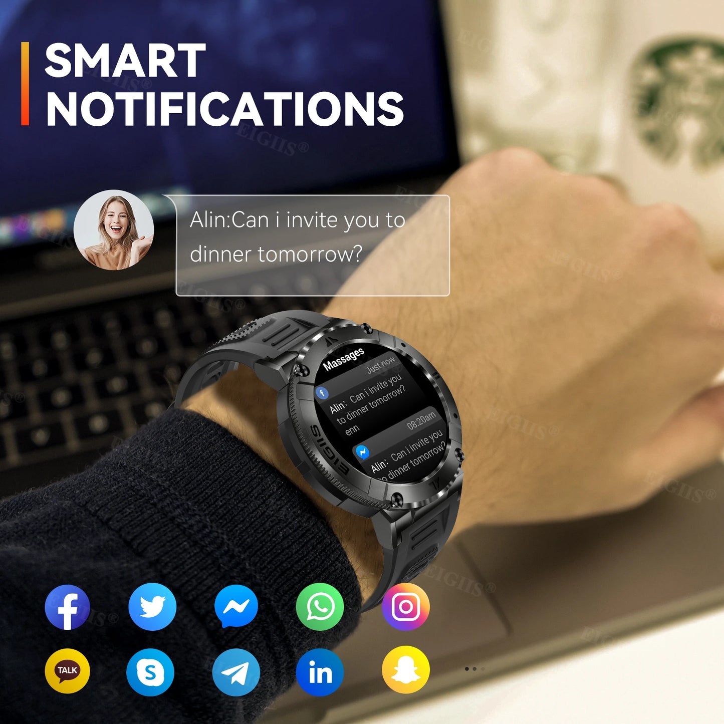 LaNikar Smart Watch Men TFT Display Bluetooth